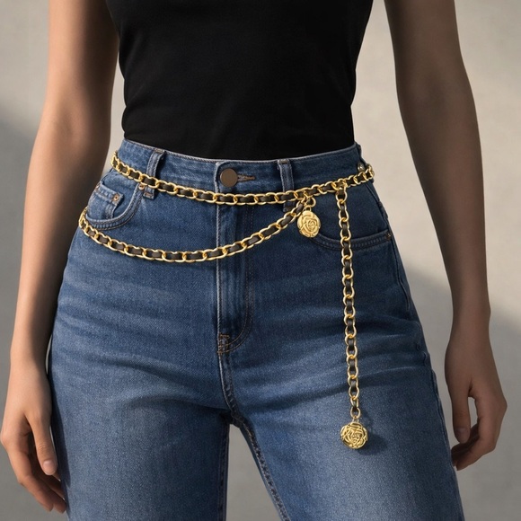 Accessories - Chain Belt with Medallion Charm